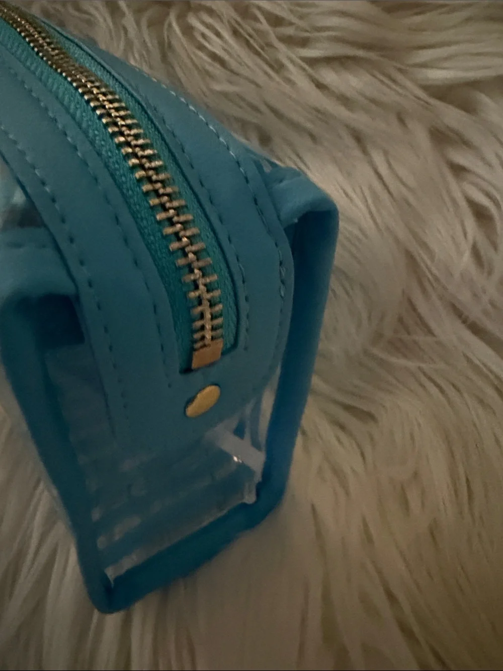 Draper James Turquoise Striped Clear Travel Pouch